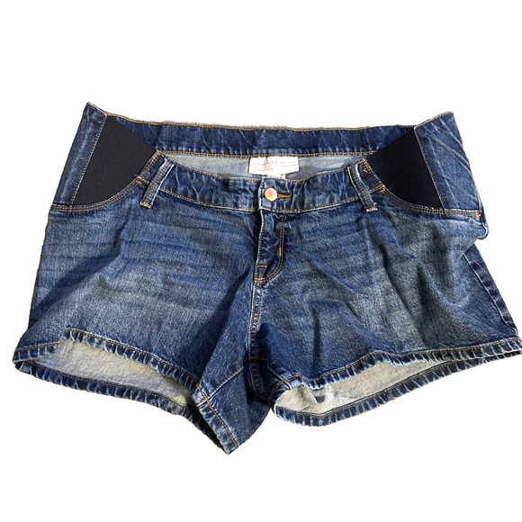 Isabel Maternity Women's Size 10 Under Belly Blue Denim Jean Shorts - Picture 1 of 5